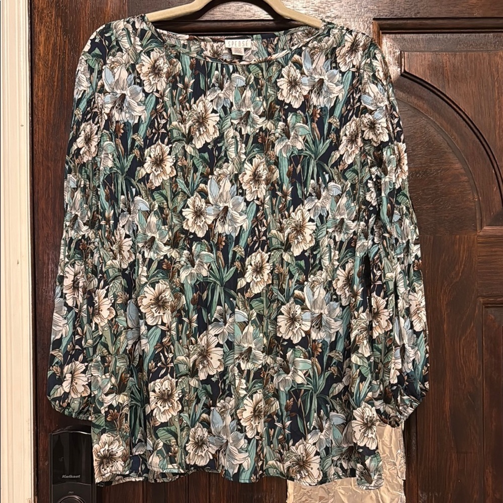 Spense Black Floral Long Sleeve Blouse